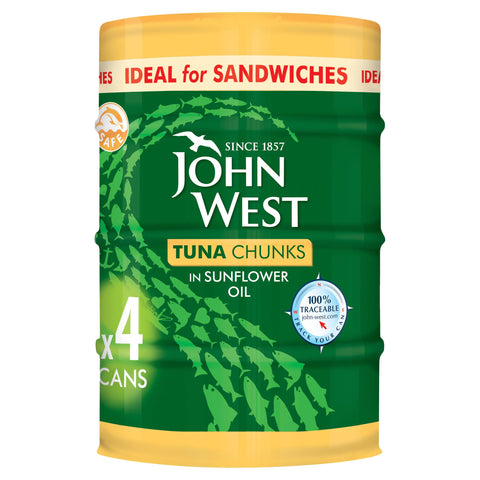 Johnwest Tuna Chunks In Sunflower 4 x132g