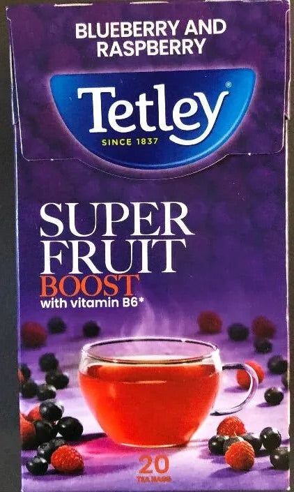 Tetley Blueberry And Raspberry Super Fruit Boost 20count