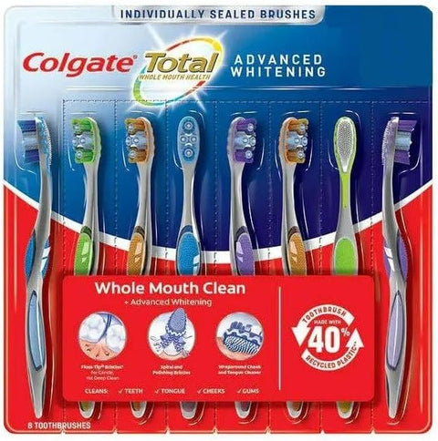 Colgate Total Advanced Whitening Whole Mouth Clean Floss Tip Bristles 8 packs