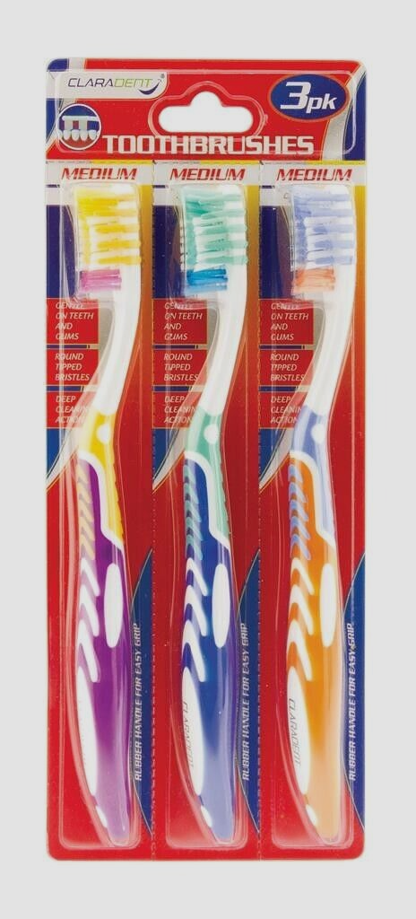 Claradent Adult Toothbrushes Medium 3packs