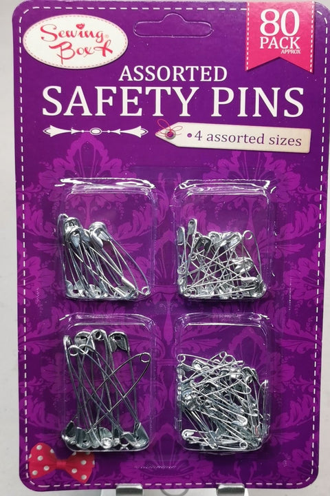 Sewing Box Assorted Safety Pins 80pack