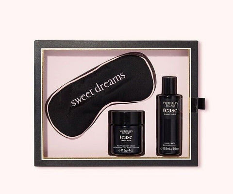 Victoria Secret Tease Candy Noir Body Cream,Bubble Bath,Sleep Mask Set