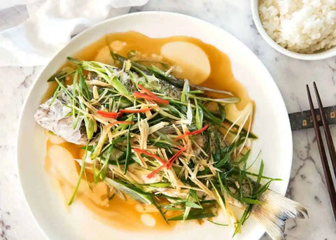 Steamed Whole Fish In Ginger & Shallots Sauce