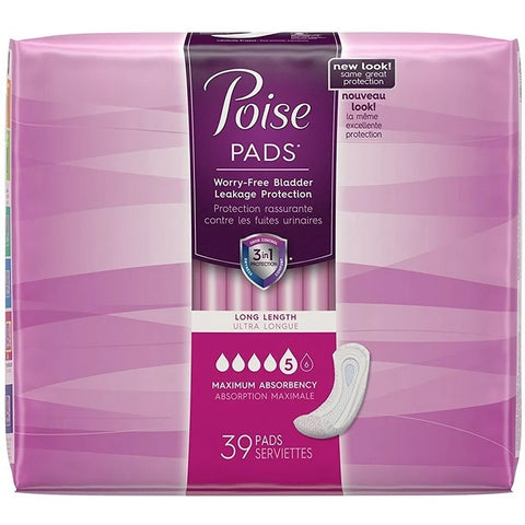 Poise Incontience Pads,maximum Absorbency,Long 39pads