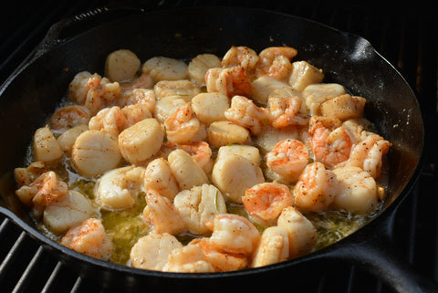 Pan Grilled Garlic Butter Scallops & Shrimps