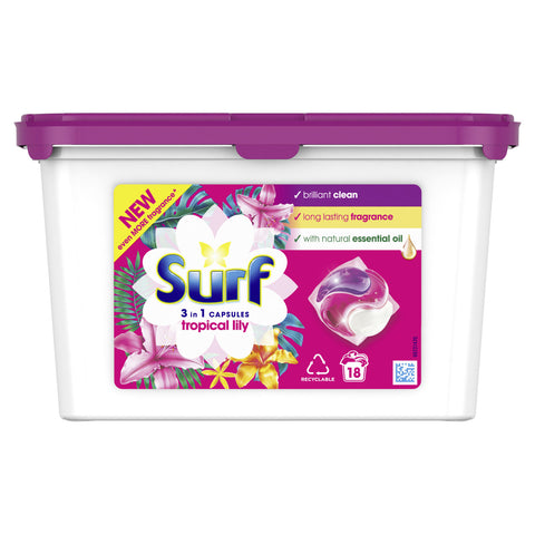 Surf Washing Capsules Tropical Lily & Coconut Bliss 18washes