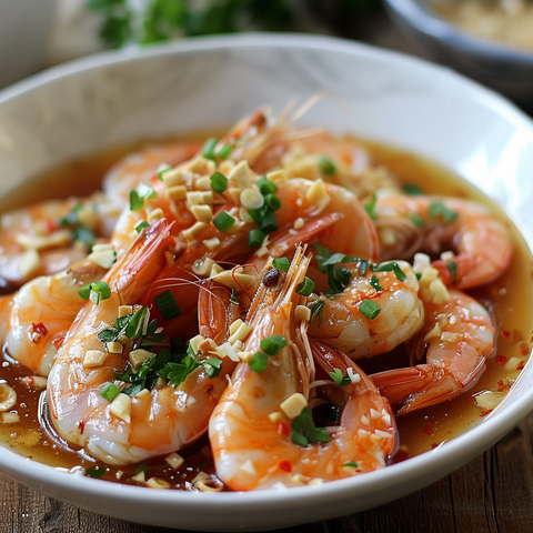 Steamed Prawn In Garlic Sauce