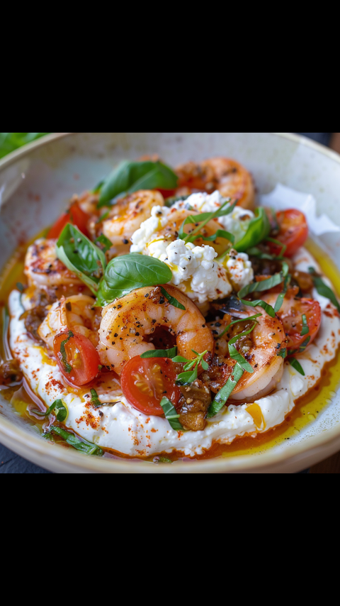 Spicy Prawns & Burrata