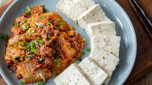 Boiled Tofu, Stir Fried Kimchi, Pork