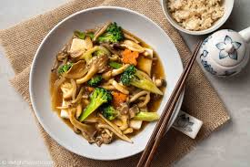 Dubu & Vegetables In Mushroom Sauce